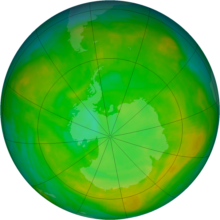 Antarctic ozone map for 29 December 1979